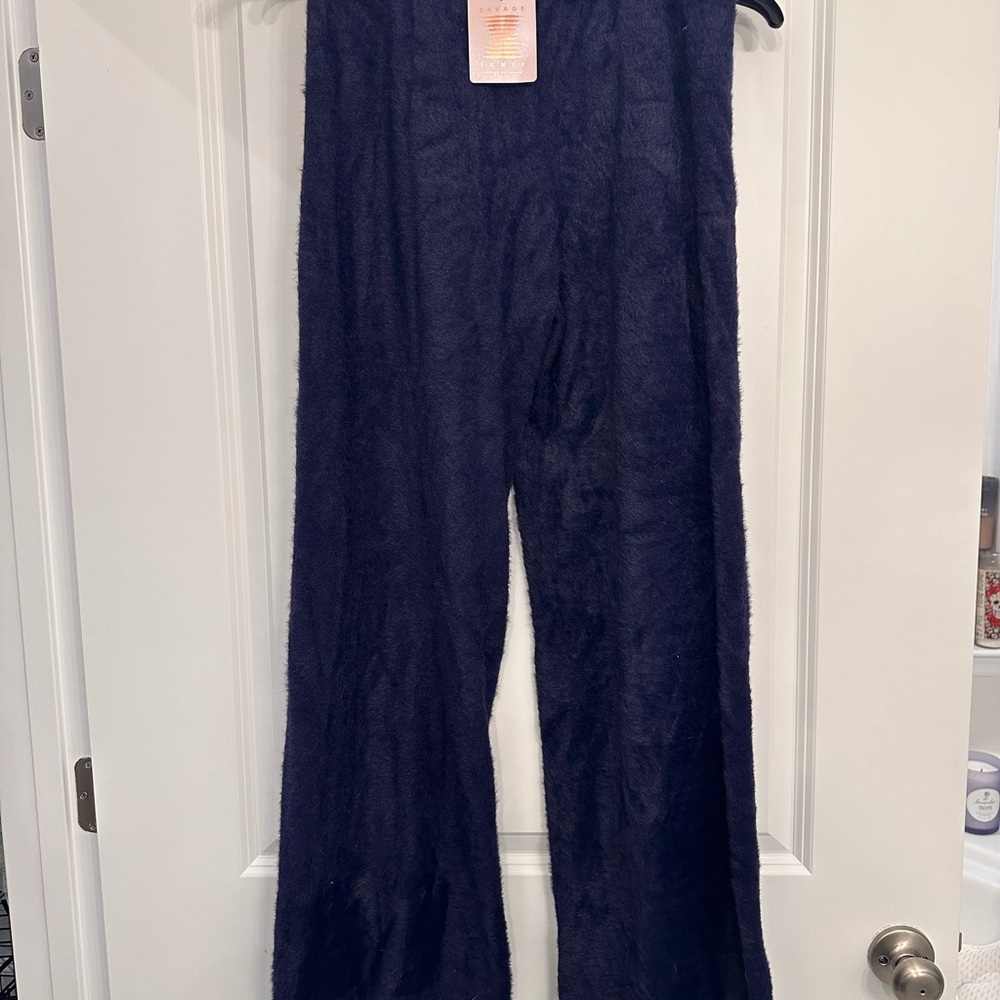 NWT- savage fenty Cozy Navy Fleece Pants